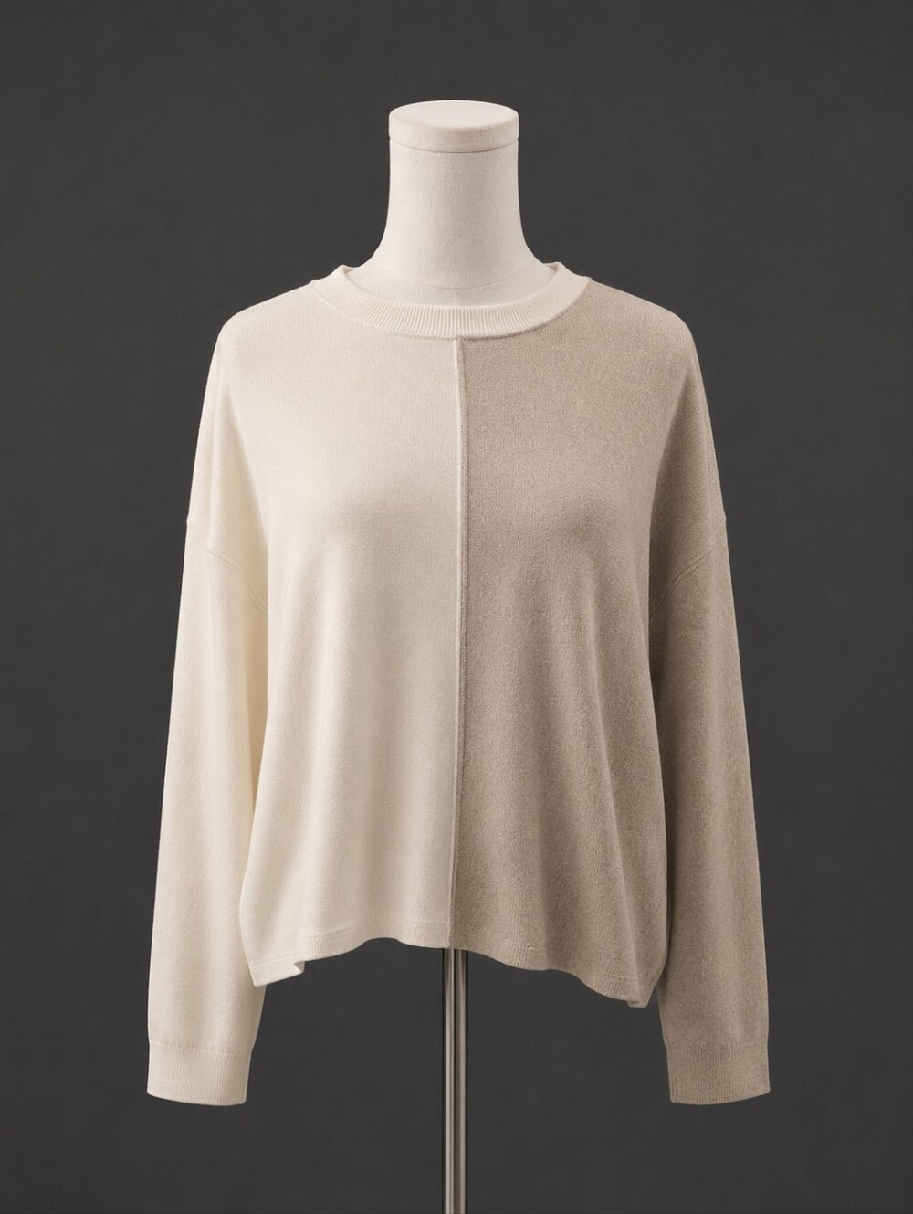 Z Supply Women's Two-Tone Cream and Taupe Pullover